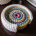 Crochet Coaster and Coaster Holder Pattern step 4 - final assembly and finishing