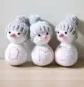 Snowman Friends Amigurumi Pattern step 2 - assembly progress