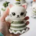Christmas Tree Cat Amigurumi Pattern step 2 - assembly progress