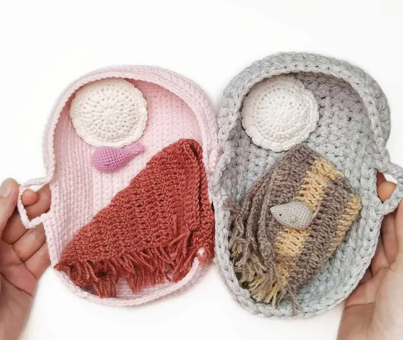 Complimentary Intermediate crochet pattern: Baby Bed, Blanket, Pillow & Toys Crochet Pattern - Simple to follow guide