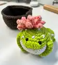 Cactus Frog with Removable Pot Amigurumi Pattern step 2 - assembly progress