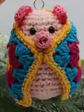 Pig in a Granny Square Blanket Amigurumi Pattern step 2 - assembly progress