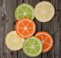 Citrus Slice Coasters Crochet Pattern step 3 - details and accessories