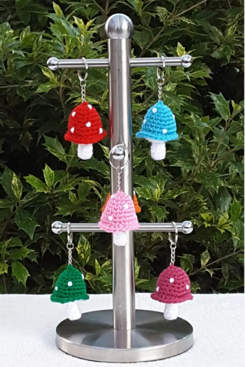 Complimentary Beginner Friendly crochet pattern: Toadstool Keychain Amigurumi Pattern - Simple to follow guide
