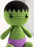 Baby Hulk Amigurumi Pattern step 4 - final assembly and finishing