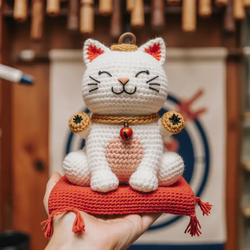 Complimentary Intermediate crochet pattern: Lucky Cat Amigurumi Pattern - Simple to follow guide