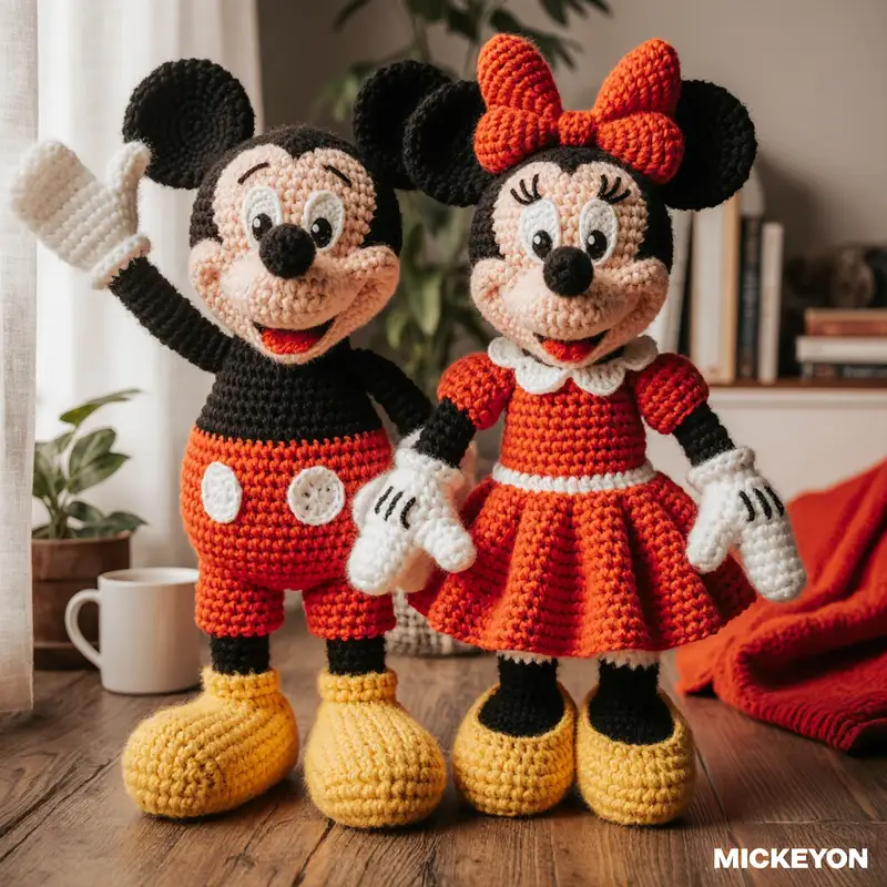 Complimentary Intermediate crochet pattern: Mickey and Minnie Mouse Dolls Amigurumi Pattern - Simple to follow guide