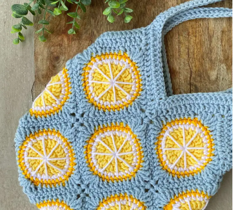 Complimentary Intermediate crochet pattern: Citrus Tote Bag Crochet Pattern - Simple to follow guide
