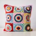 Colorful Granny Square Cushion Pattern step 4 - final assembly and finishing