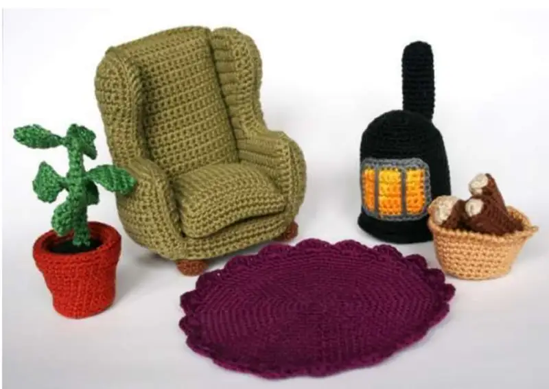 Complimentary Intermediate crochet pattern: Miniature Living Room Furniture Crochet Pattern - Simple to follow guide