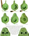 Avocado Family Amigurumi Pattern step 2 - assembly progress
