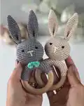 Rattle Bunny Amigurumi Pattern step 2 - assembly progress
