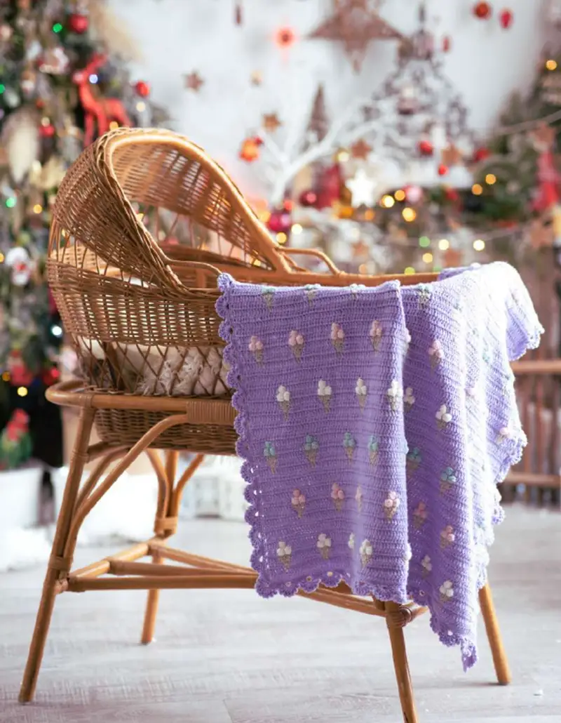 Complimentary Intermediate crochet pattern: Sweet Ice Cream Blanket Pattern - Simple to follow guide