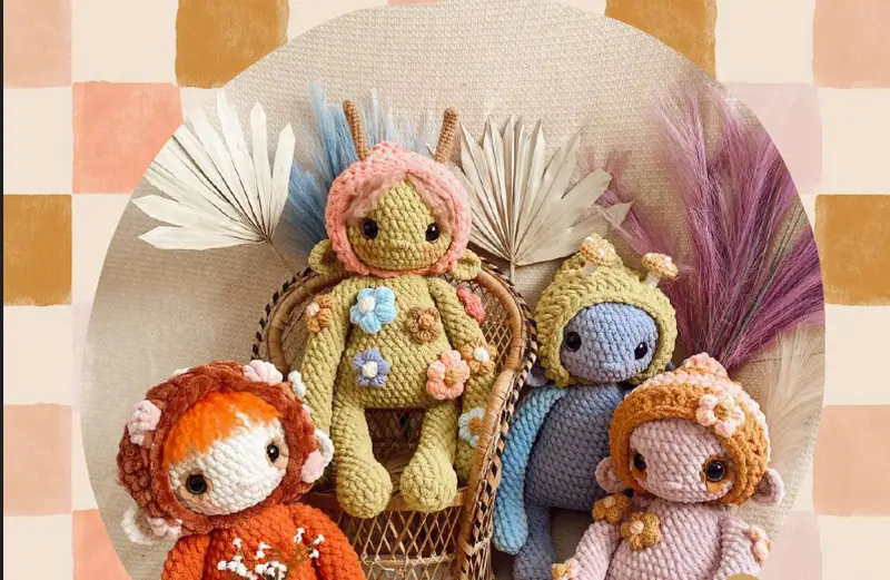 Complimentary Intermediate crochet pattern: Whimsy Folks Amigurumi Pattern - Simple to follow guide