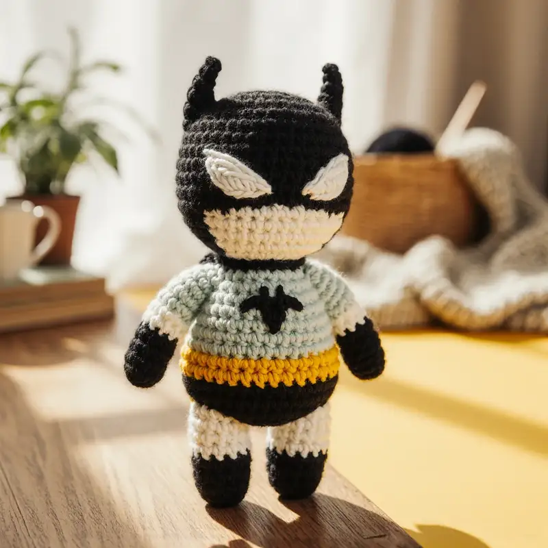 Complimentary Intermediate crochet pattern: Mini Batman Amigurumi Pattern - Simple to follow guide
