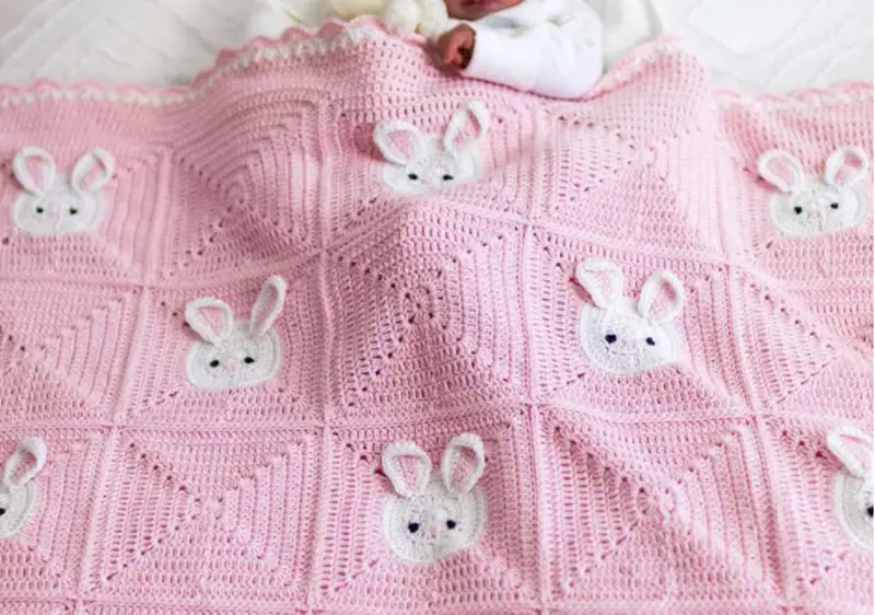 Complimentary Intermediate crochet pattern: Bunny Baby Blanket Crochet Pattern - Simple to follow guide