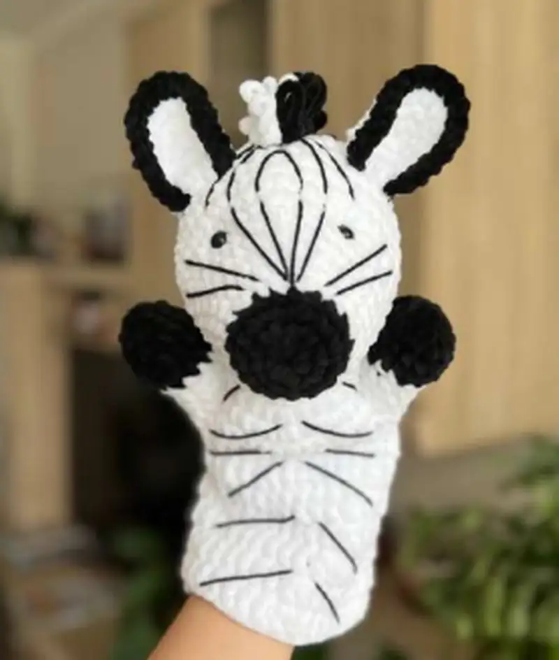 Complimentary Intermediate crochet pattern: Zebra Hand Puppet Amigurumi Pattern - Simple to follow guide