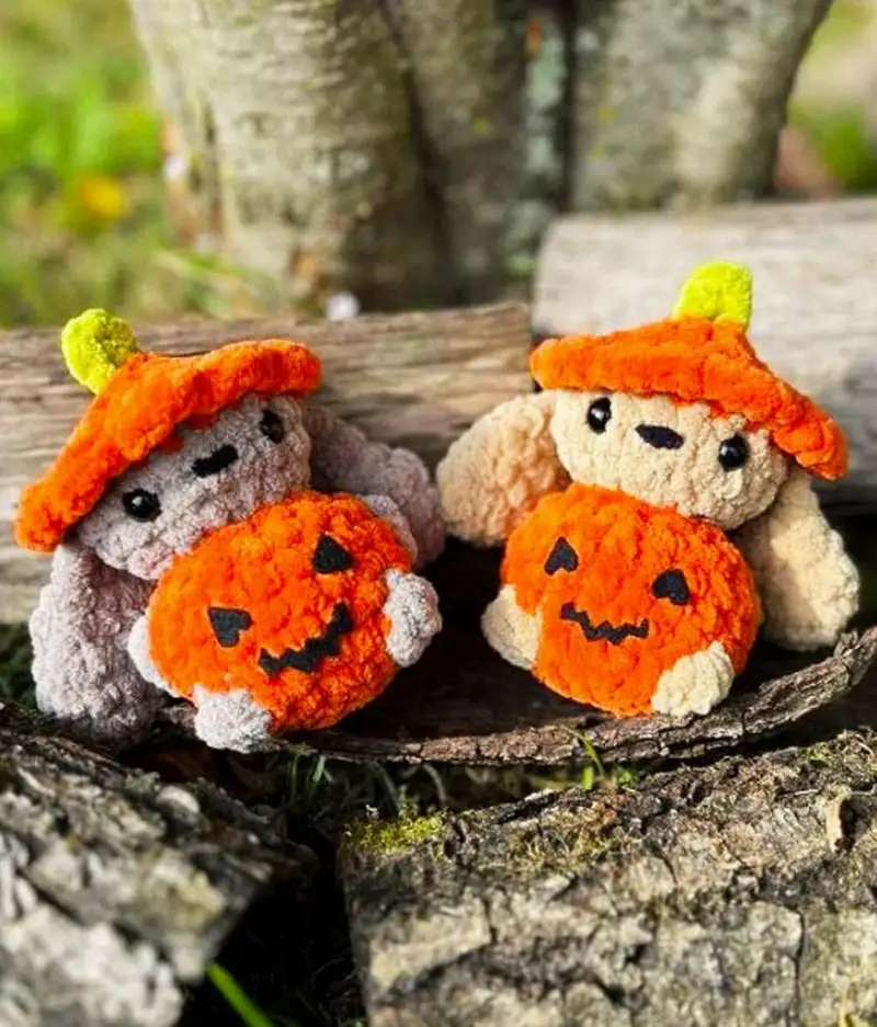 Complimentary Intermediate crochet pattern: Bunny Pumpkin Amigurumi Pattern - Simple to follow guide