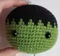 Baby Hulk Amigurumi Pattern step 2 - assembly progress