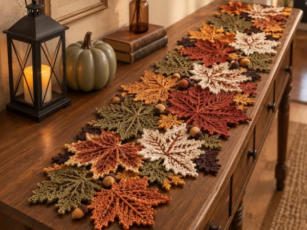 Crochet Autumn Leaf Table Runner Pattern