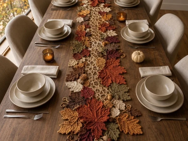 Autumn Leaves Crochet Table Runner Pattern
