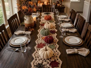 Autumn Pumpkin Crochet Table Runner Pattern