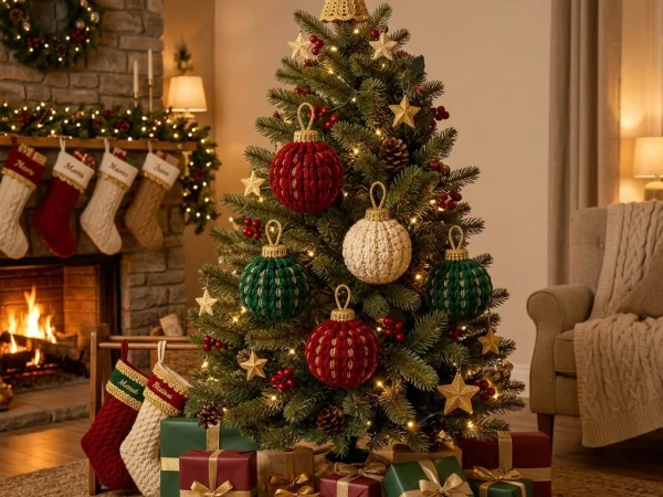 Ribbed Crochet Christmas Bauble Ornament Pattern