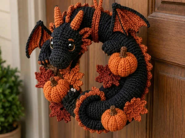 Halloween Dragon Crochet Wreath Pattern