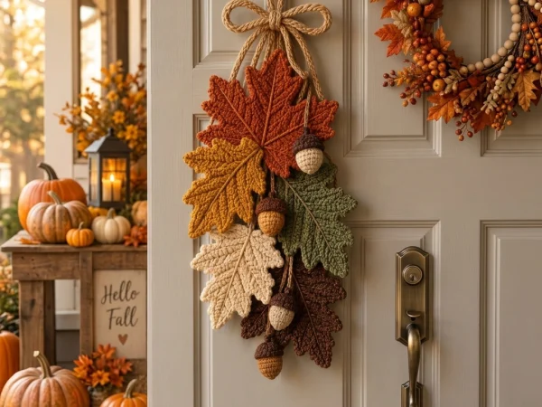 Autumn Crochet Leaf Door Hanging Pattern