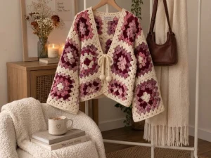 Floral Granny Square Crochet Cardigan Pattern