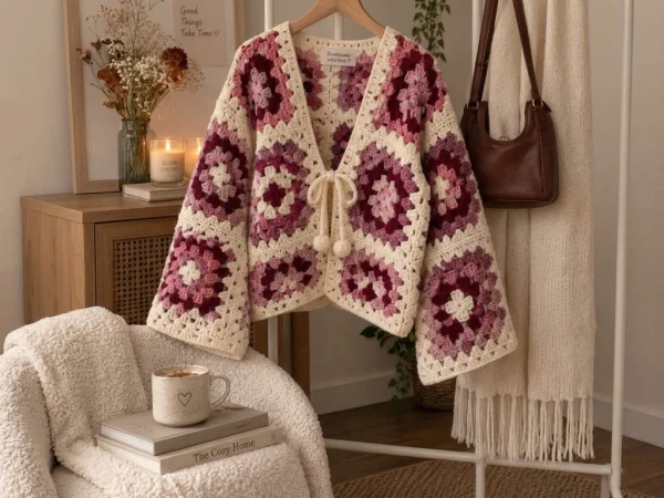 Floral Granny Square Crochet Cardigan Pattern