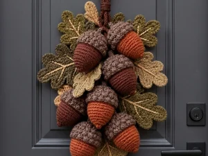 Autumn Crochet Acorn Door Hanging