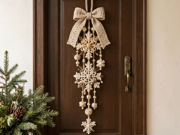 Elegant Crochet Snowflake Door Hanging