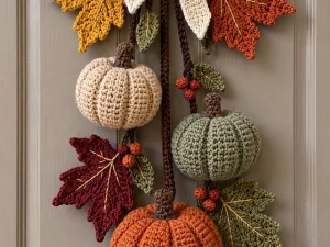 Autumn Crochet Pumpkin Door Hanging Pattern