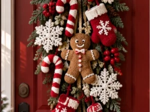 Christmas Crochet Door Swag