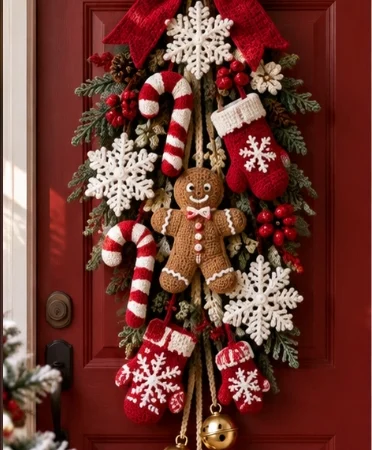 Christmas Crochet Door Swag