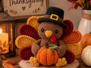 Crochet Thanksgiving Turkey with Pumpkin