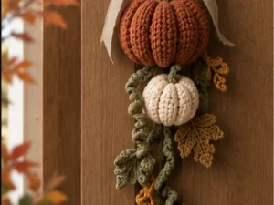 Crochet Fall Pumpkin Door Hanging