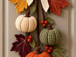 Autumn Crochet Pumpkin Door Hanging